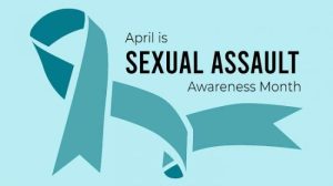 April is sexual assault awareness month, with a teal ribbon